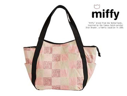 Miffy米菲 格紋米菲系列托特包(米粒黃)