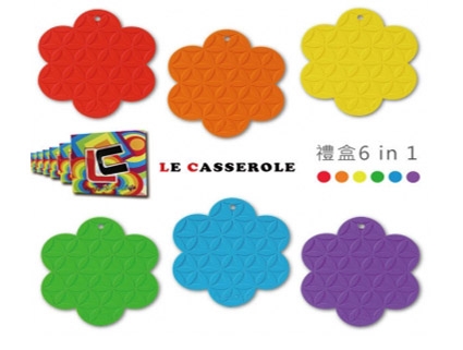 【LE CASSEROLE】高品質矽膠止滑隔熱墊6入禮盒組(花開富貴系)