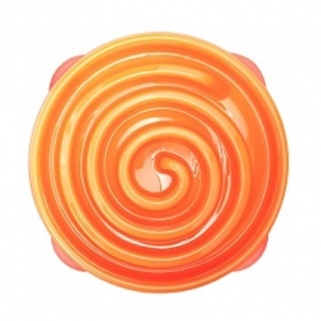 【美國 kyjen】寵物慢食碗-底部防滑設計-珊瑚慢食碗 (大)  橘色/灰色