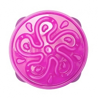 【美國 kyjen】寵物慢食碗-底部防滑設計-花朵慢食碗(大) 紫色/灰色